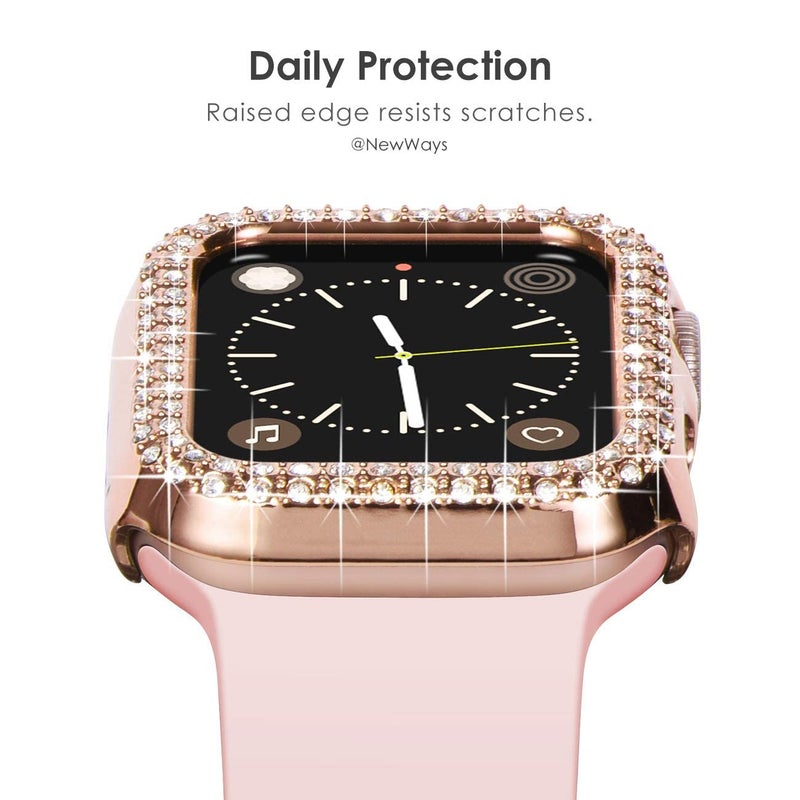 NewWays 2-Pack Bling Compatible for Apple Watch Cases 38mm Series 3 2 1, Protective Bumper for iWatch Series 1/2/3 (38mm, Rose Gold/Clear) - Image 3